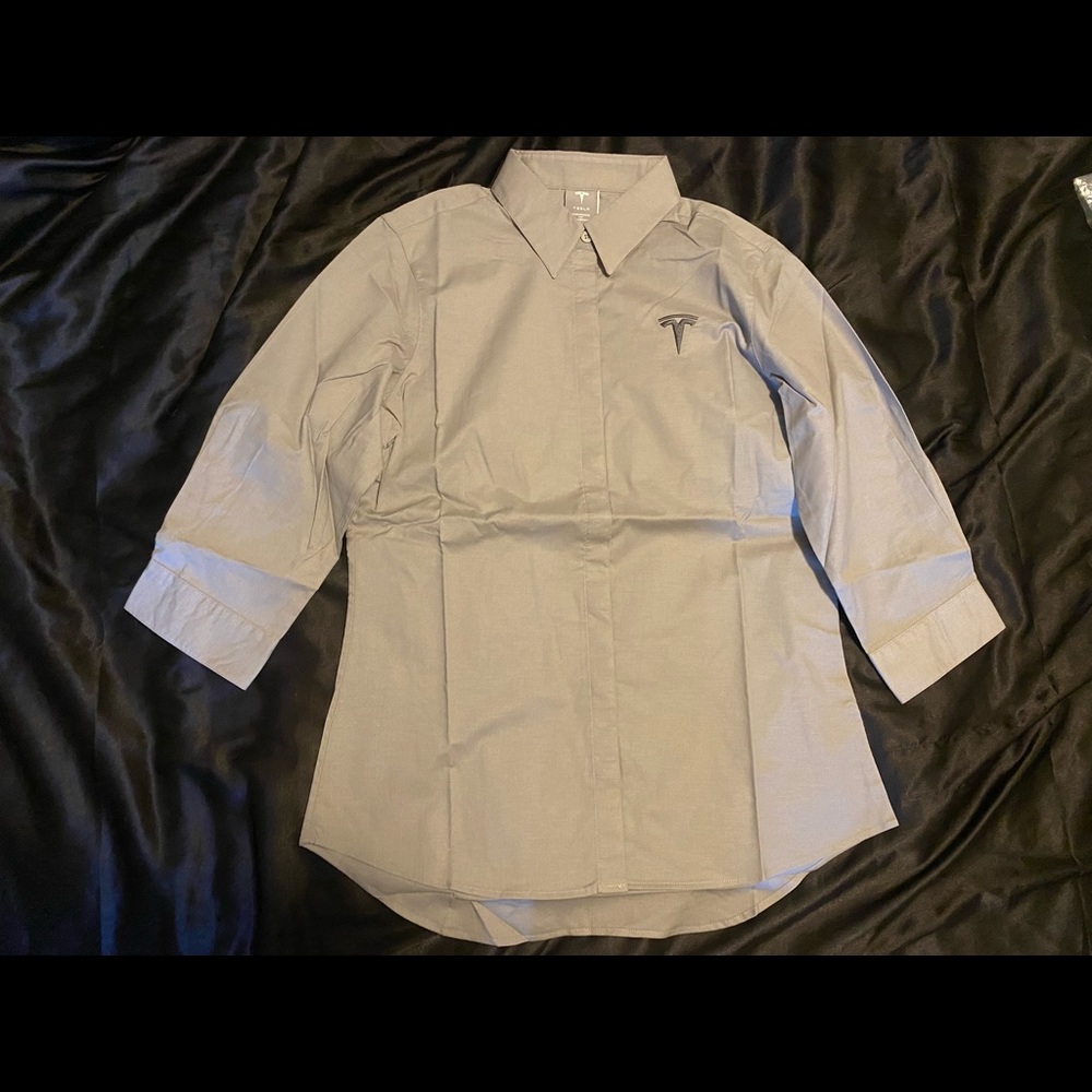 Women’s Grey 3/4 Sleeve Poplin Shirt